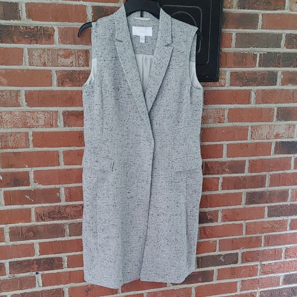 Hugo Boss Gray Sleeveless Long Line Blazer Size 6 (1561)